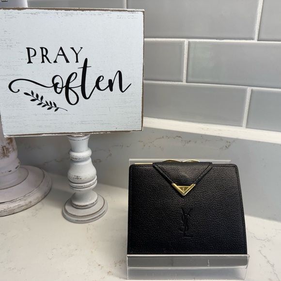 Yves Saint Laurent YSL Vintage Compact Black Kiss Lock Wallet - Picture 2 of 10